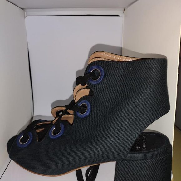 Laurence decade black and navy blue front lace up shoes size 7 - Picture 3 of 9